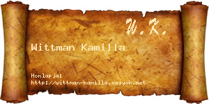 Wittman Kamilla névjegykártya